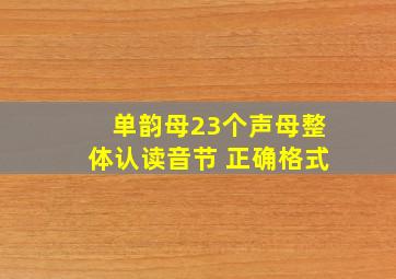 单韵母23个声母整体认读音节 正确格式